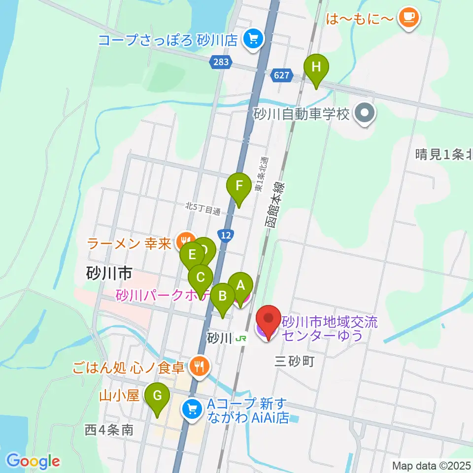 砂川市地域交流センターゆう周辺のホテル一覧地図