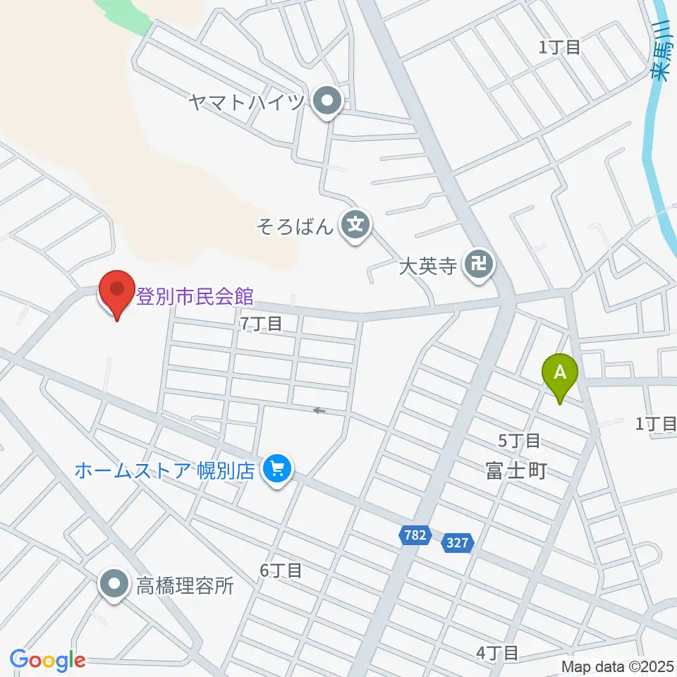 登別市民会館周辺のホテル一覧地図