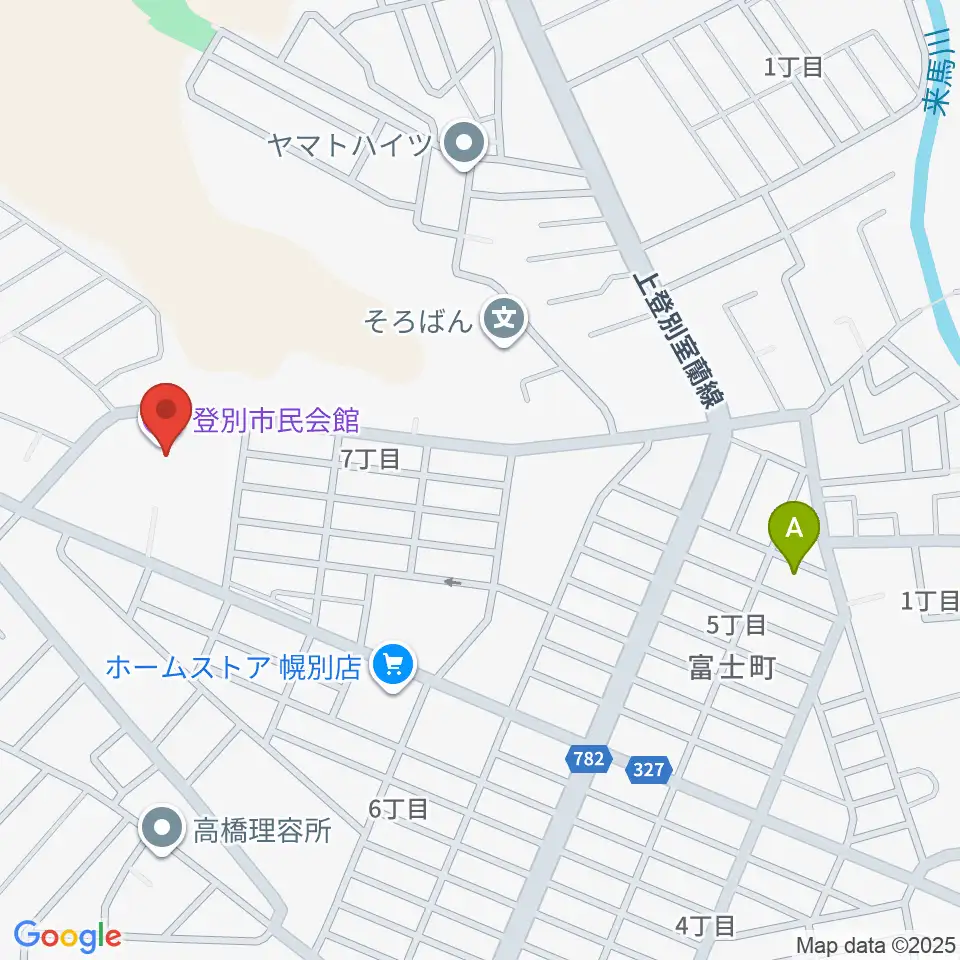 登別市民会館周辺のホテル一覧地図