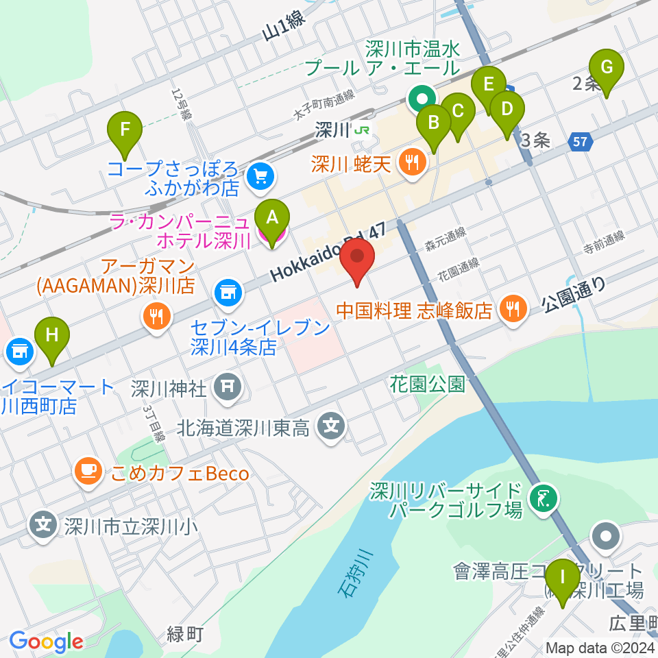 深川市文化交流ホールみ・らい周辺のホテル一覧地図