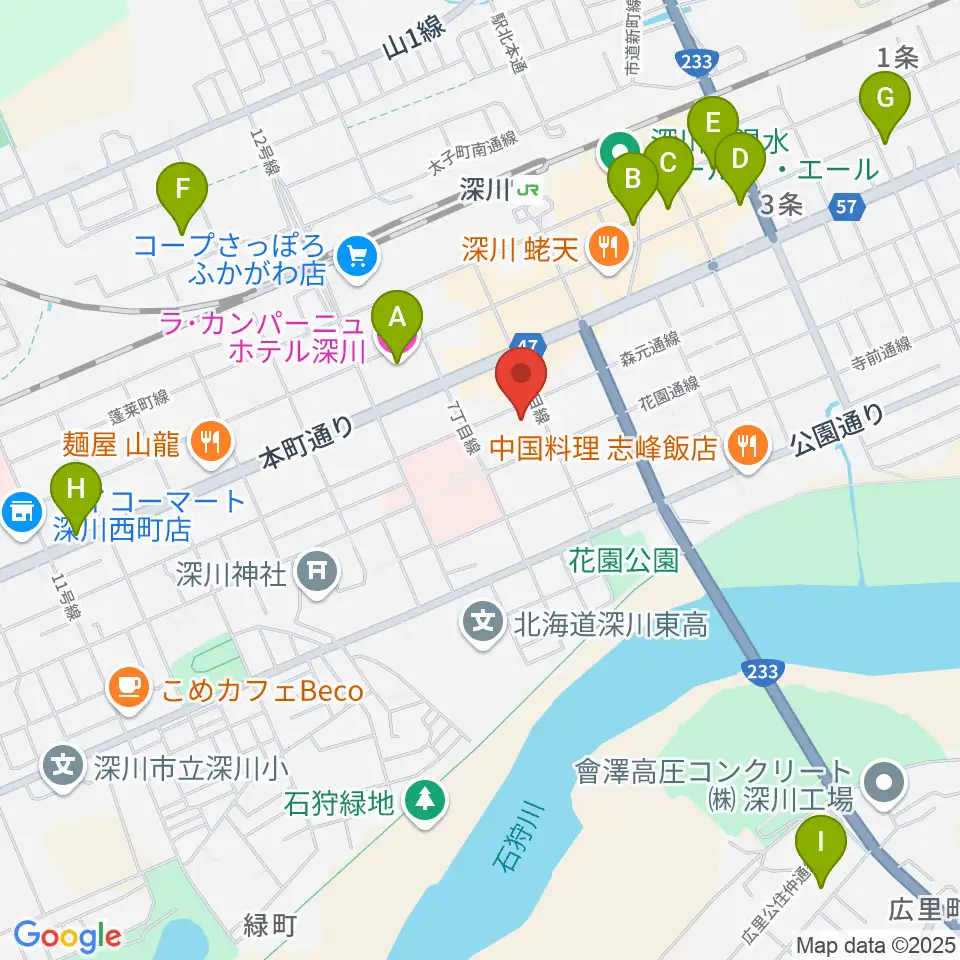 深川市文化交流ホールみ・らい周辺のホテル一覧地図