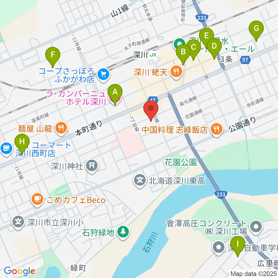 深川市文化交流ホールみ・らい周辺のホテル一覧地図