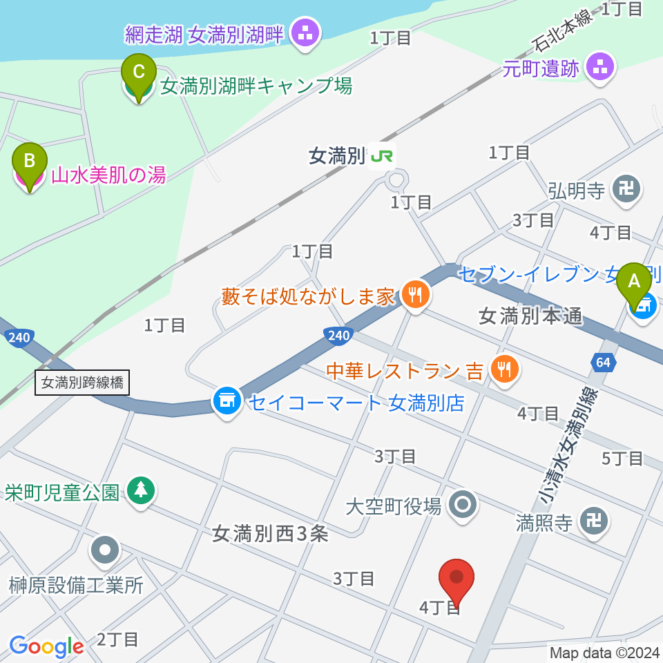 大空町教育文化会館周辺のホテル一覧地図