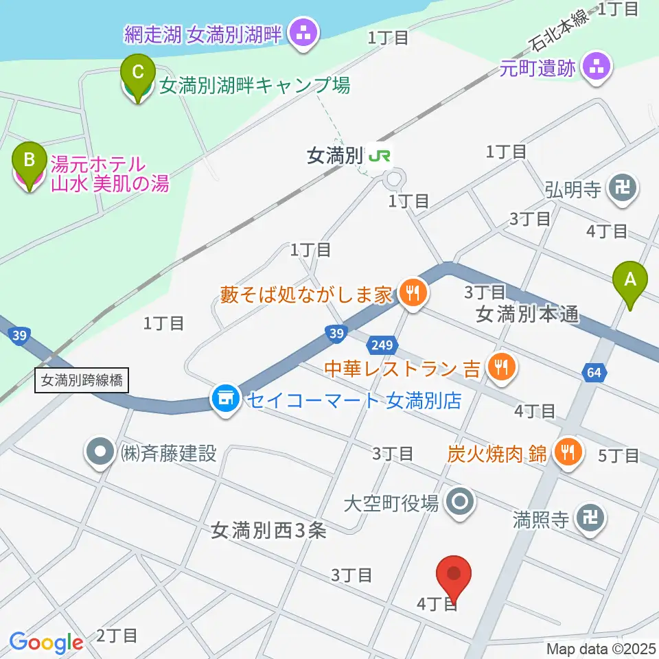 大空町教育文化会館周辺のホテル一覧地図