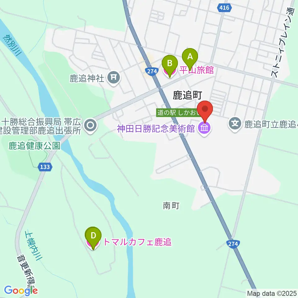 鹿追町民ホール周辺のホテル一覧地図