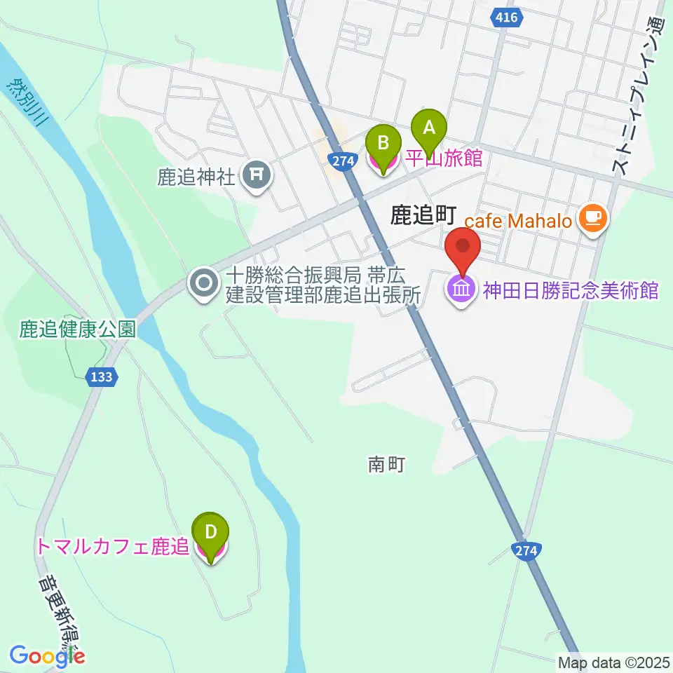 鹿追町民ホール周辺のホテル一覧地図