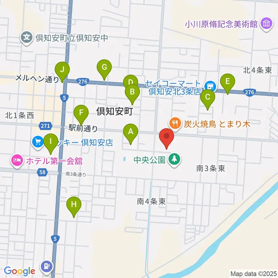 倶知安町公民館・文化福祉センター周辺のホテル一覧地図