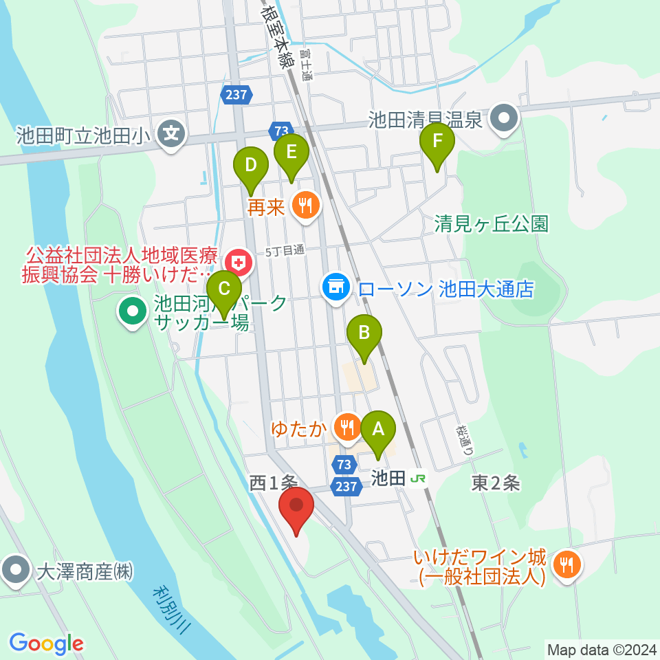 池田町田園ホール周辺のホテル一覧地図