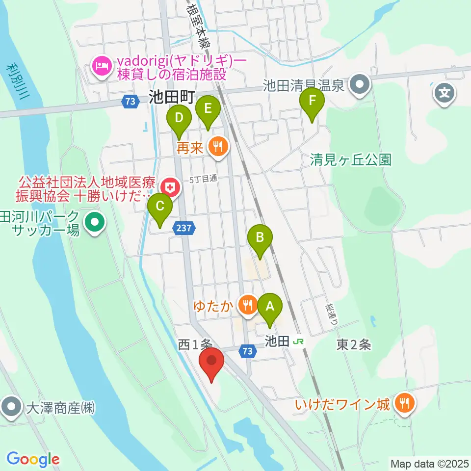池田町田園ホール周辺のホテル一覧地図