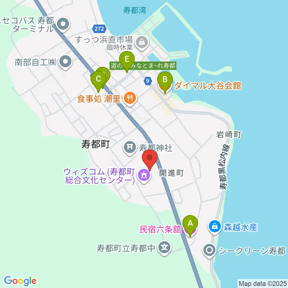 寿都町総合文化センター ウイズコム周辺のホテル一覧地図