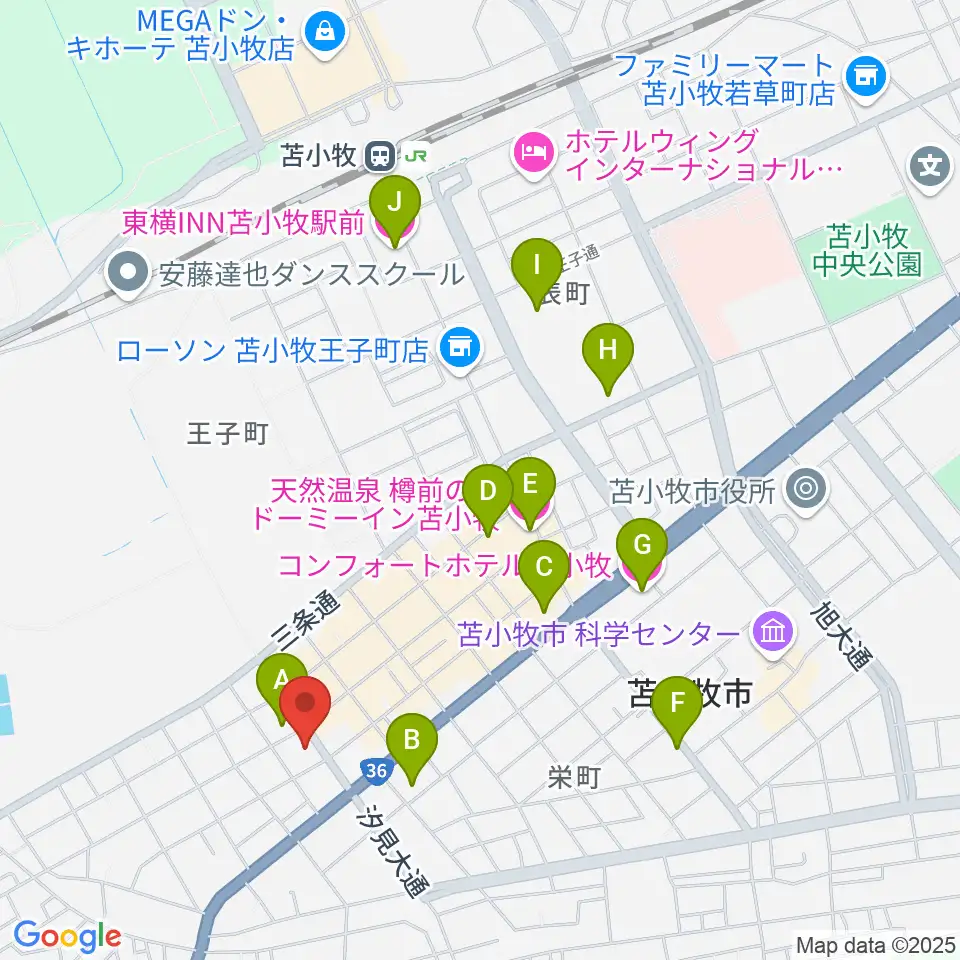 苫小牧市文化交流センター アイビー・プラザ周辺のホテル一覧地図