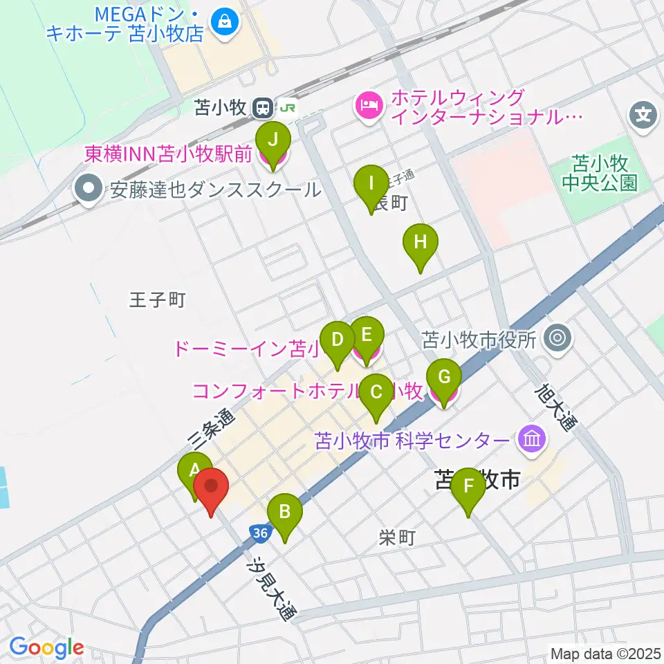 苫小牧市文化交流センター アイビー・プラザ周辺のホテル一覧地図