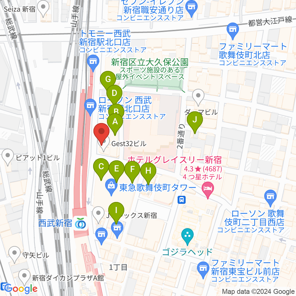 スタジオミュージックシティ周辺のホテル一覧地図