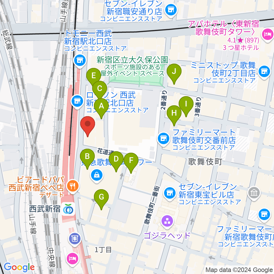 スタジオミュージックシティ周辺のホテル一覧地図