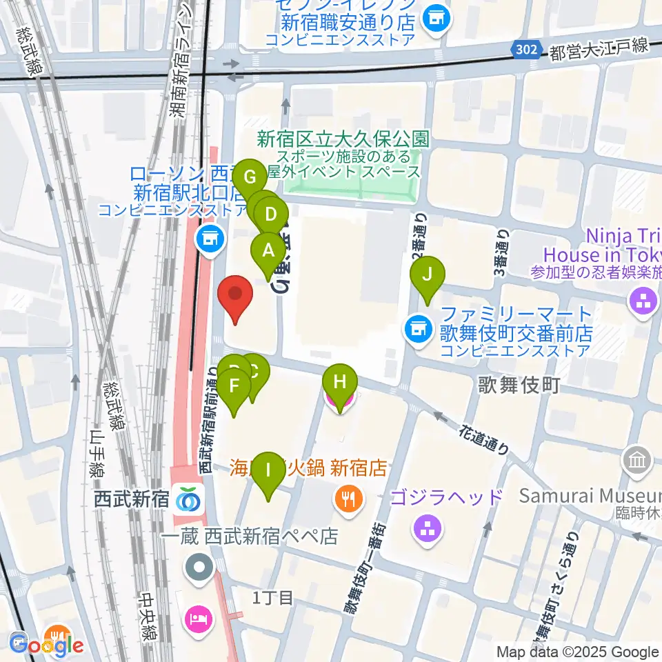 スタジオミュージックシティ周辺のホテル一覧地図