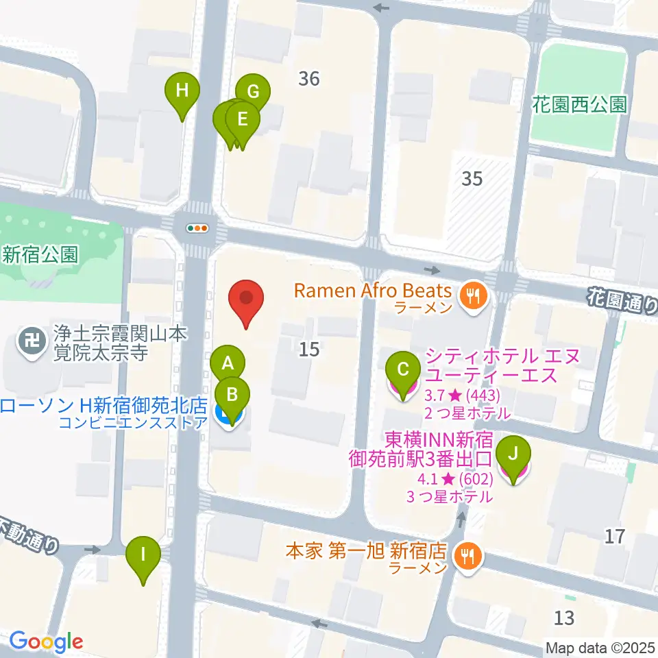 御苑音楽スタジオ周辺のホテル一覧地図