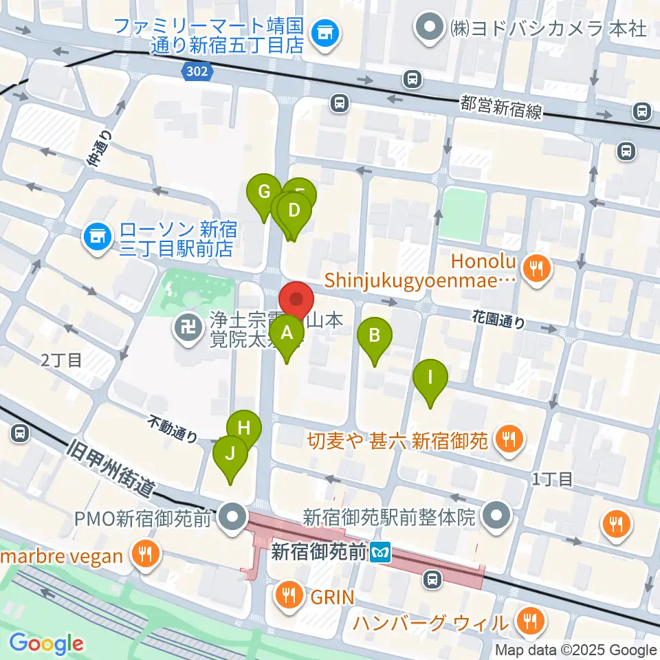 御苑音楽スタジオ周辺のホテル一覧地図