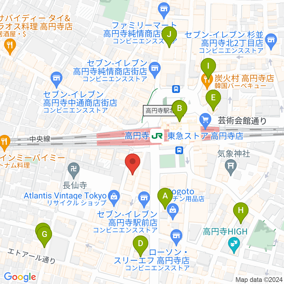 高円寺スタジオドム周辺のホテル一覧地図