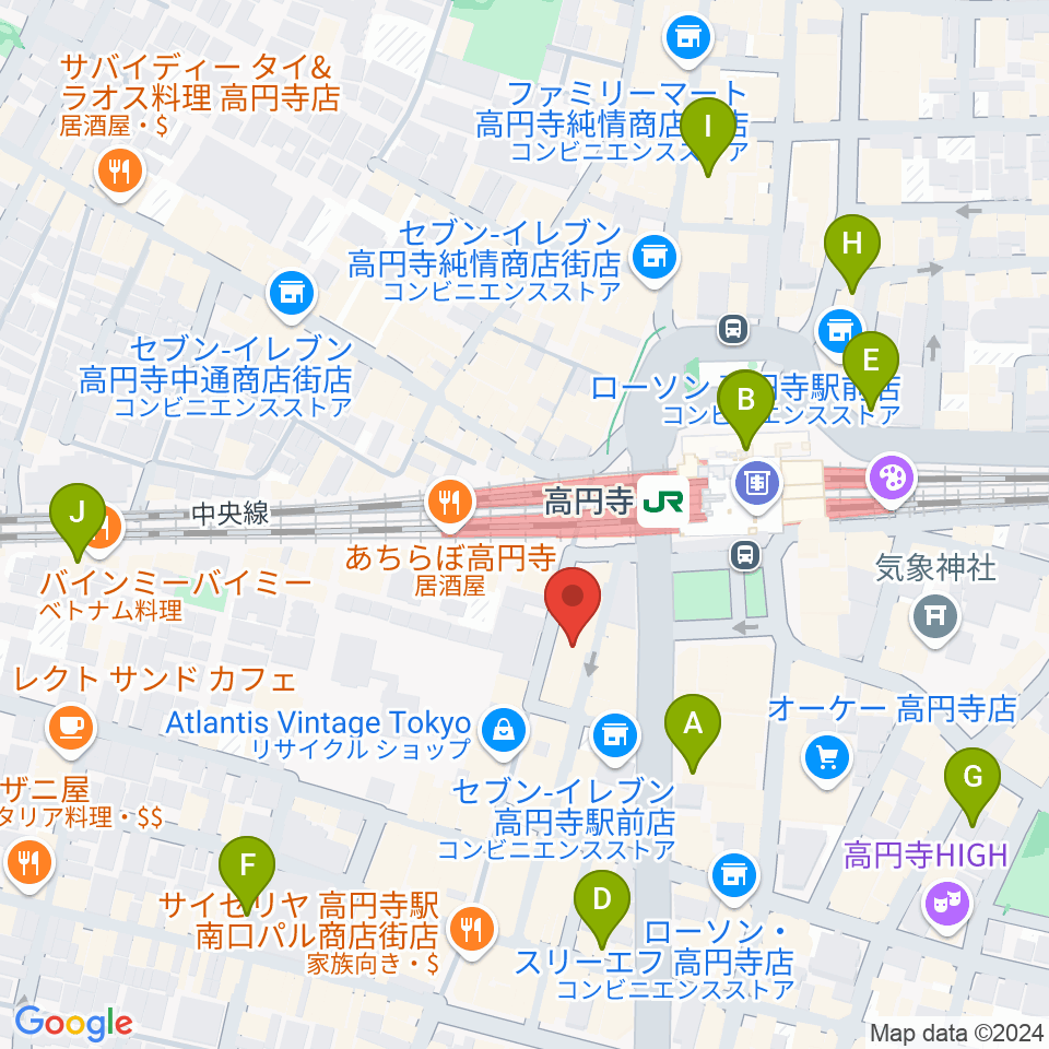 高円寺スタジオドム周辺のホテル一覧地図