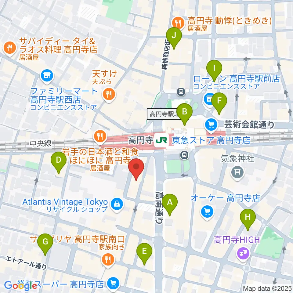 高円寺スタジオドム周辺のホテル一覧地図