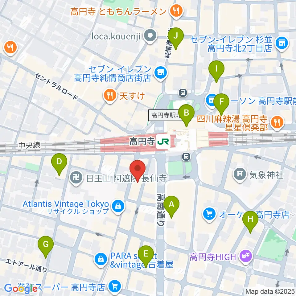 高円寺スタジオドム周辺のホテル一覧地図