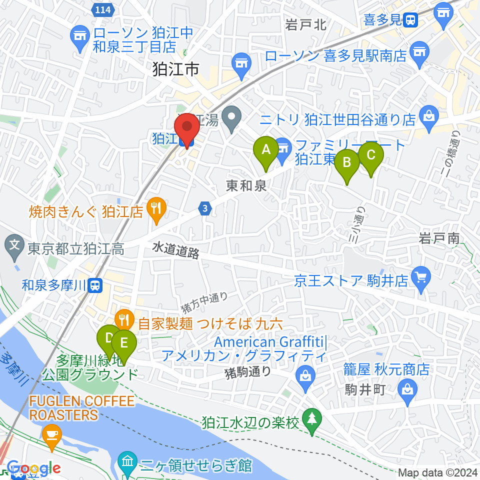 狛江スタジオBEN辿（ベンテン）周辺のホテル一覧地図