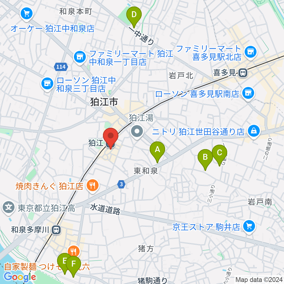 狛江スタジオBEN辿（ベンテン）周辺のホテル一覧地図