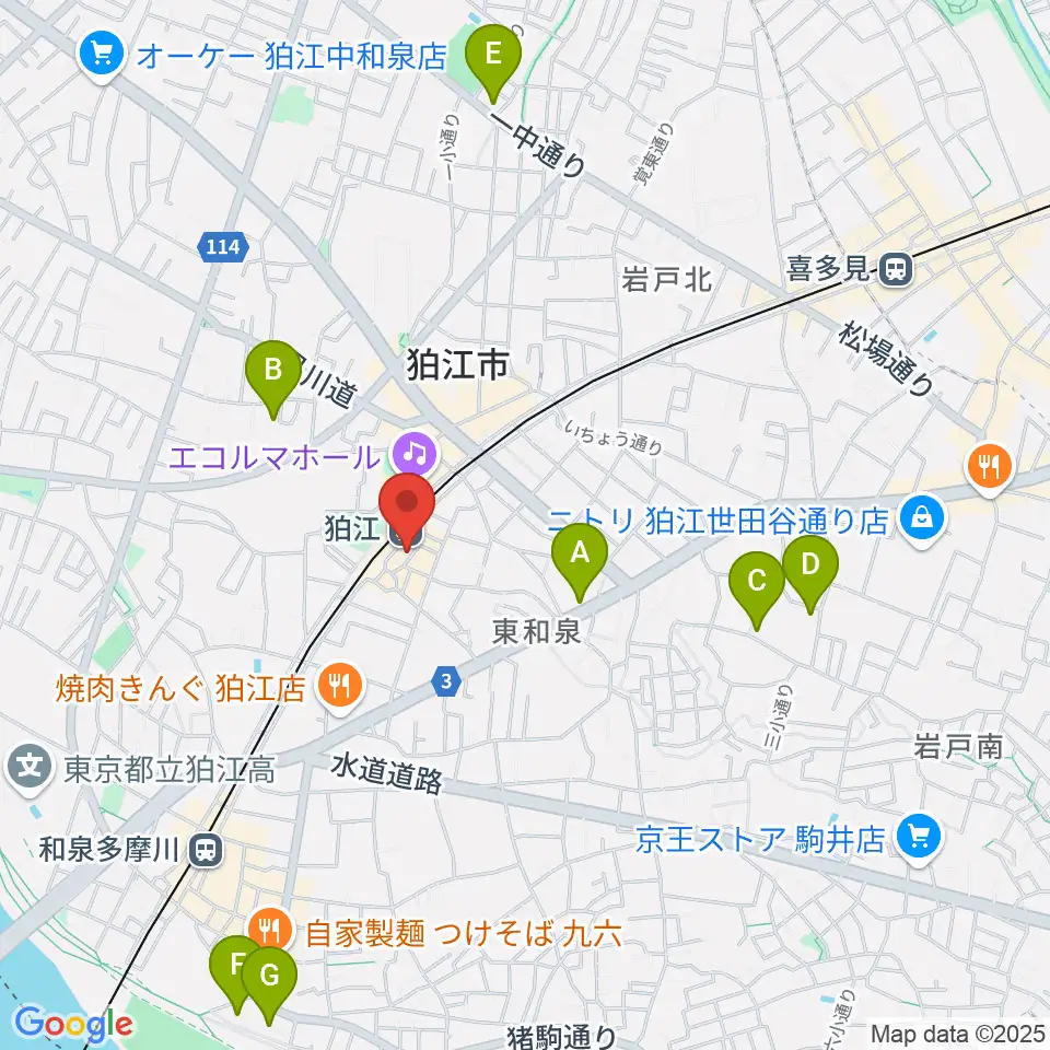 狛江スタジオBEN辿（ベンテン）周辺のホテル一覧地図