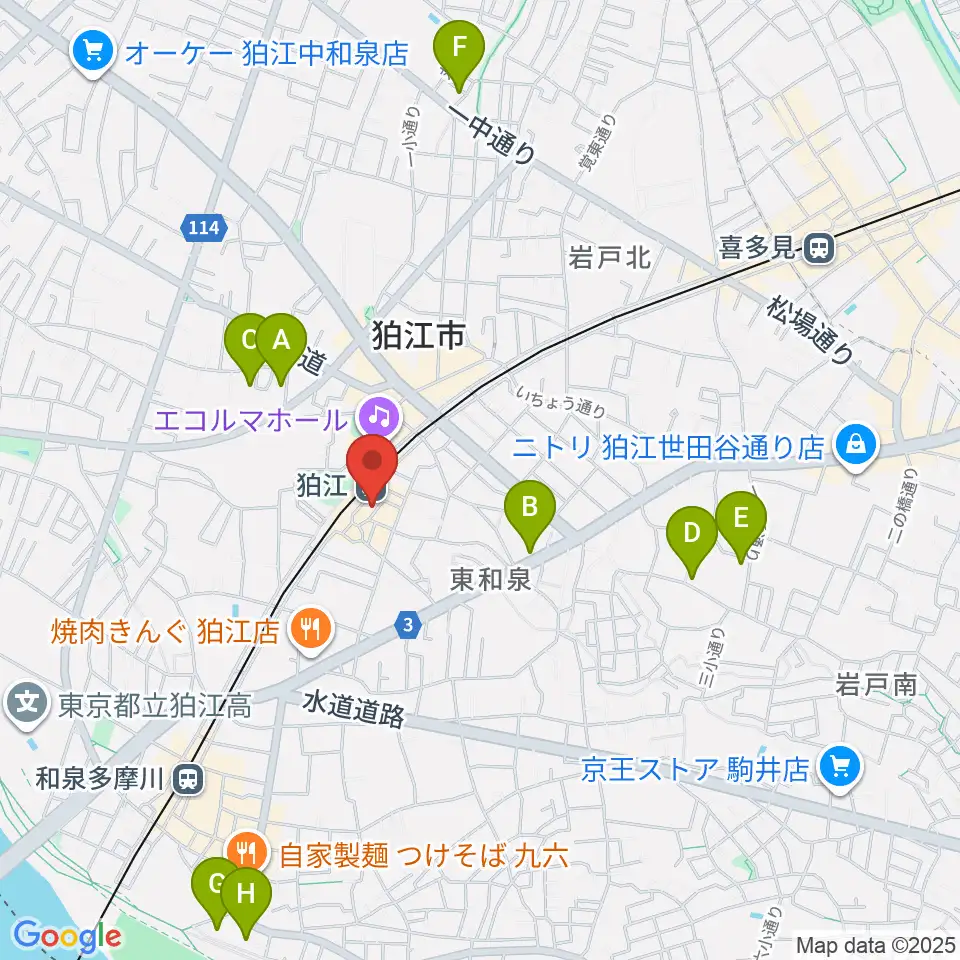 狛江スタジオBEN辿（ベンテン）周辺のホテル一覧地図