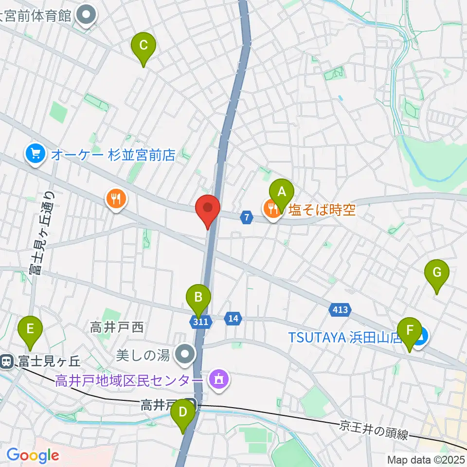 高井戸音楽スクール&スタジオ周辺のホテル一覧地図