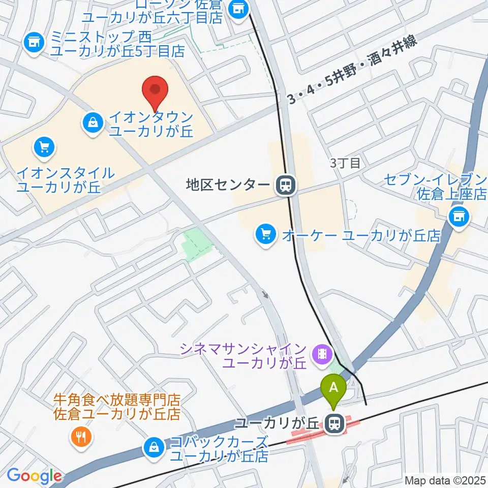 島村楽器 イオンタウンユーカリが丘店周辺のホテル一覧地図