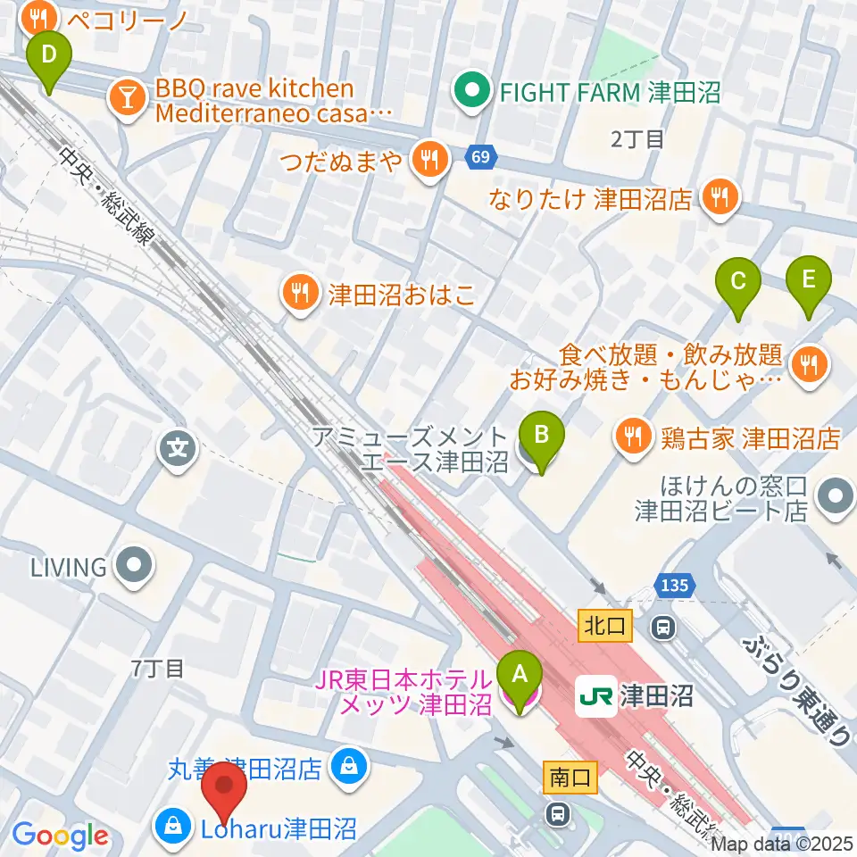 島村楽器 ロハル津田沼店周辺のホテル一覧地図