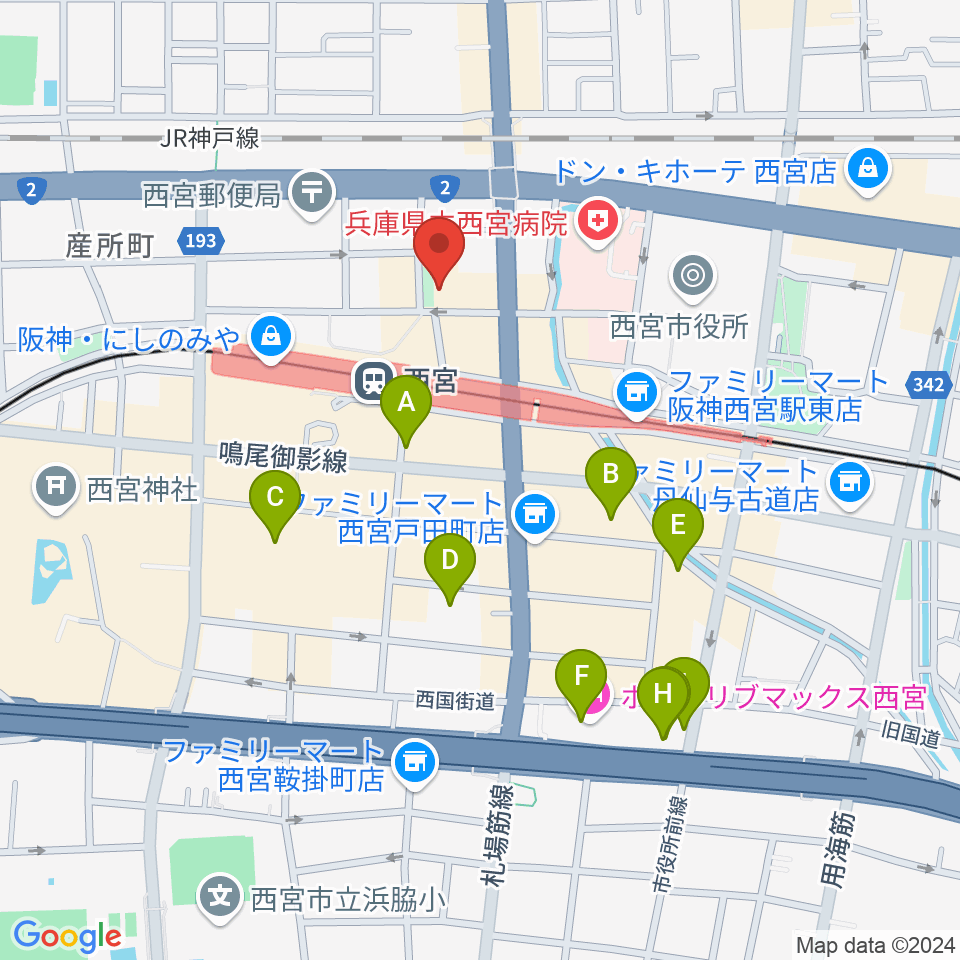 阪神西宮ゴールウェイ周辺のホテル一覧地図