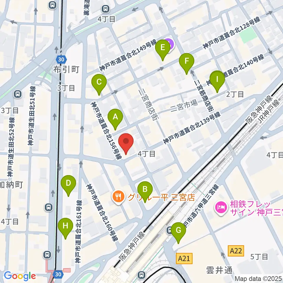 スタジオバップル周辺のホテル一覧地図