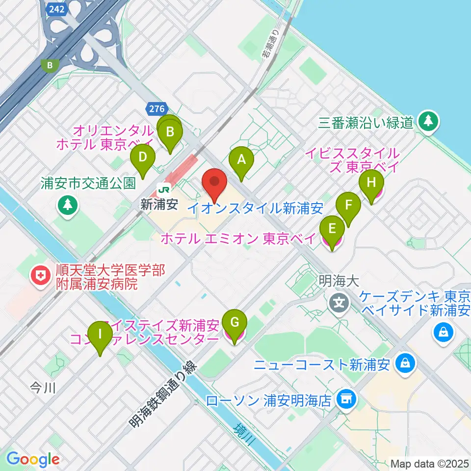 島村楽器 イオン新浦安店周辺のホテル一覧地図
