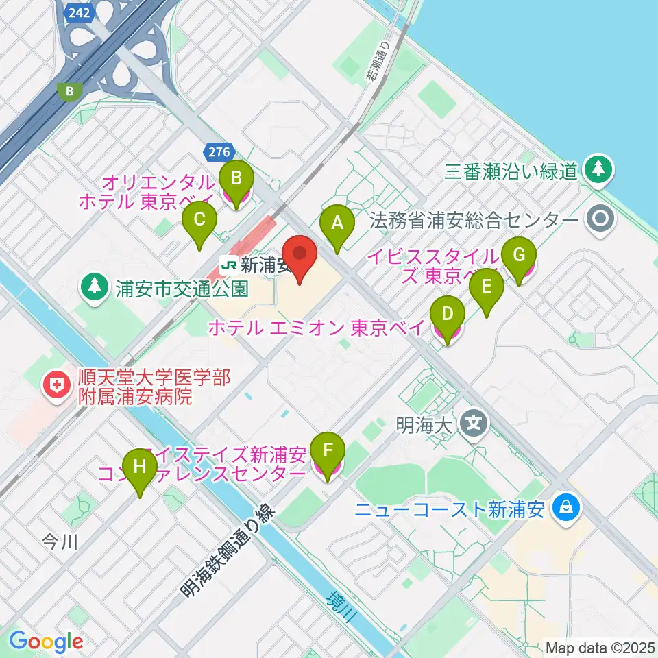 島村楽器 イオン新浦安店周辺のホテル一覧地図