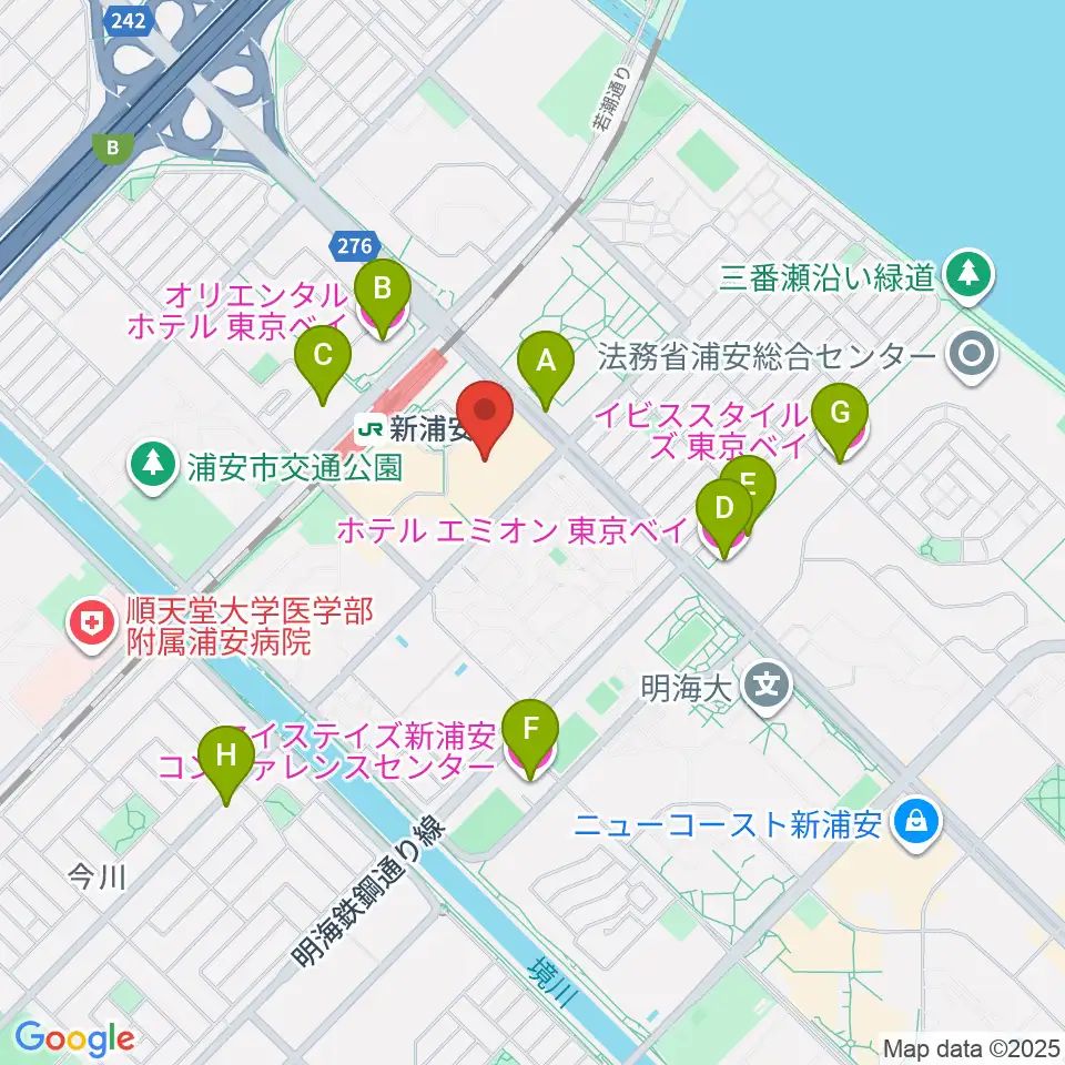 島村楽器 イオン新浦安店周辺のホテル一覧地図