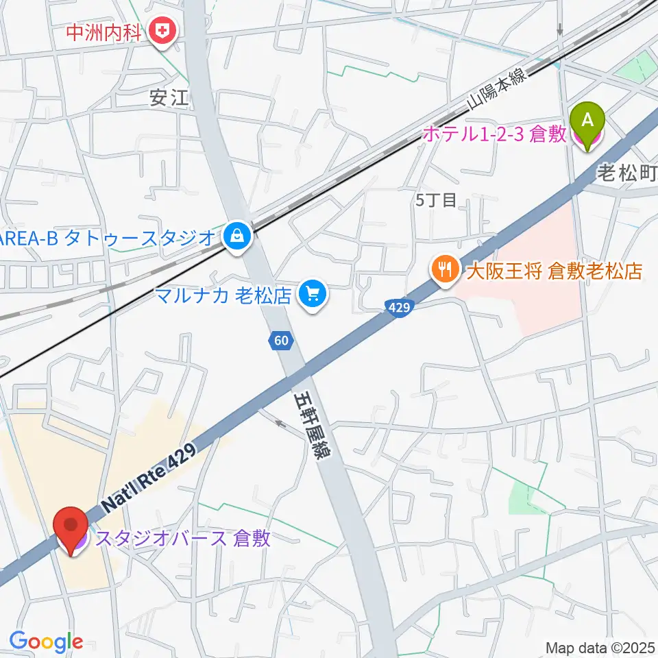 倉敷スタジオバース周辺のホテル一覧地図