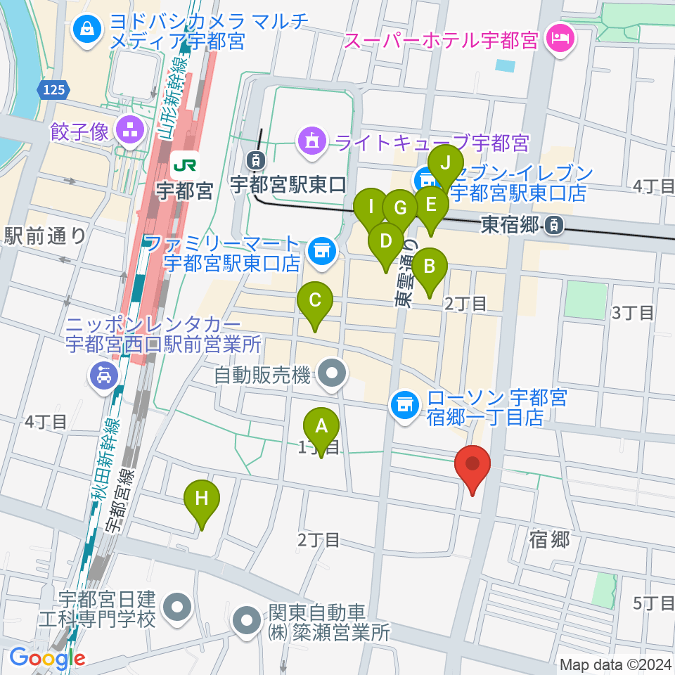 宇都宮センター ヤマハミュージック周辺のホテル一覧地図