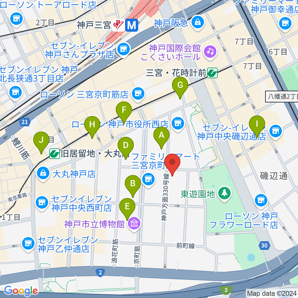 100BANホール＆スタジオ周辺のホテル一覧地図