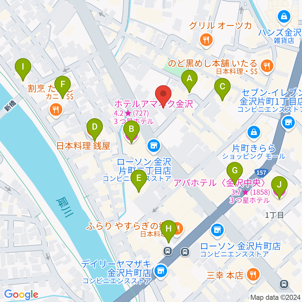 金沢GOLD CREEK周辺のホテル一覧地図