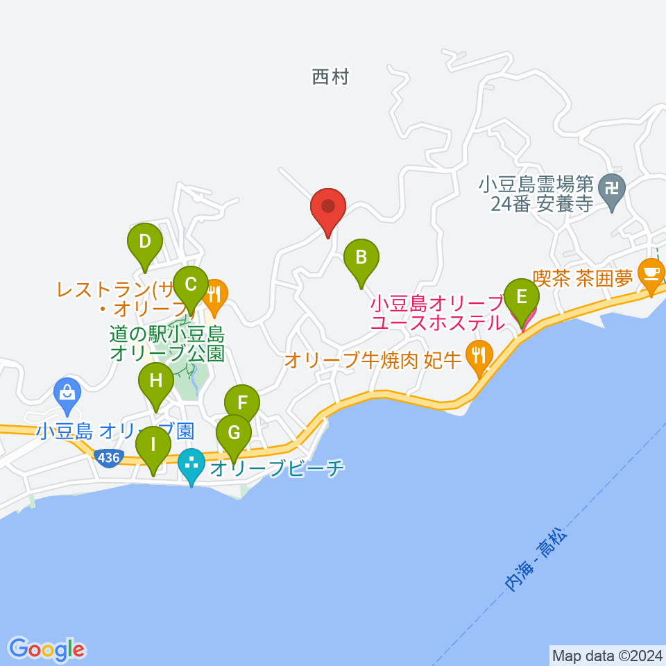 小豆島ペンション バァンキャトル・ウ周辺のホテル一覧地図