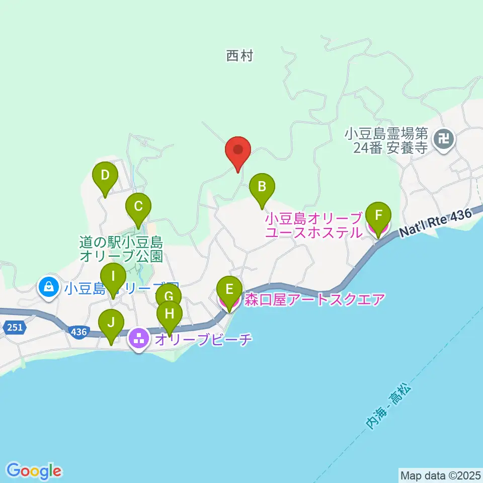 小豆島ペンション バァンキャトル・ウ周辺のホテル一覧地図