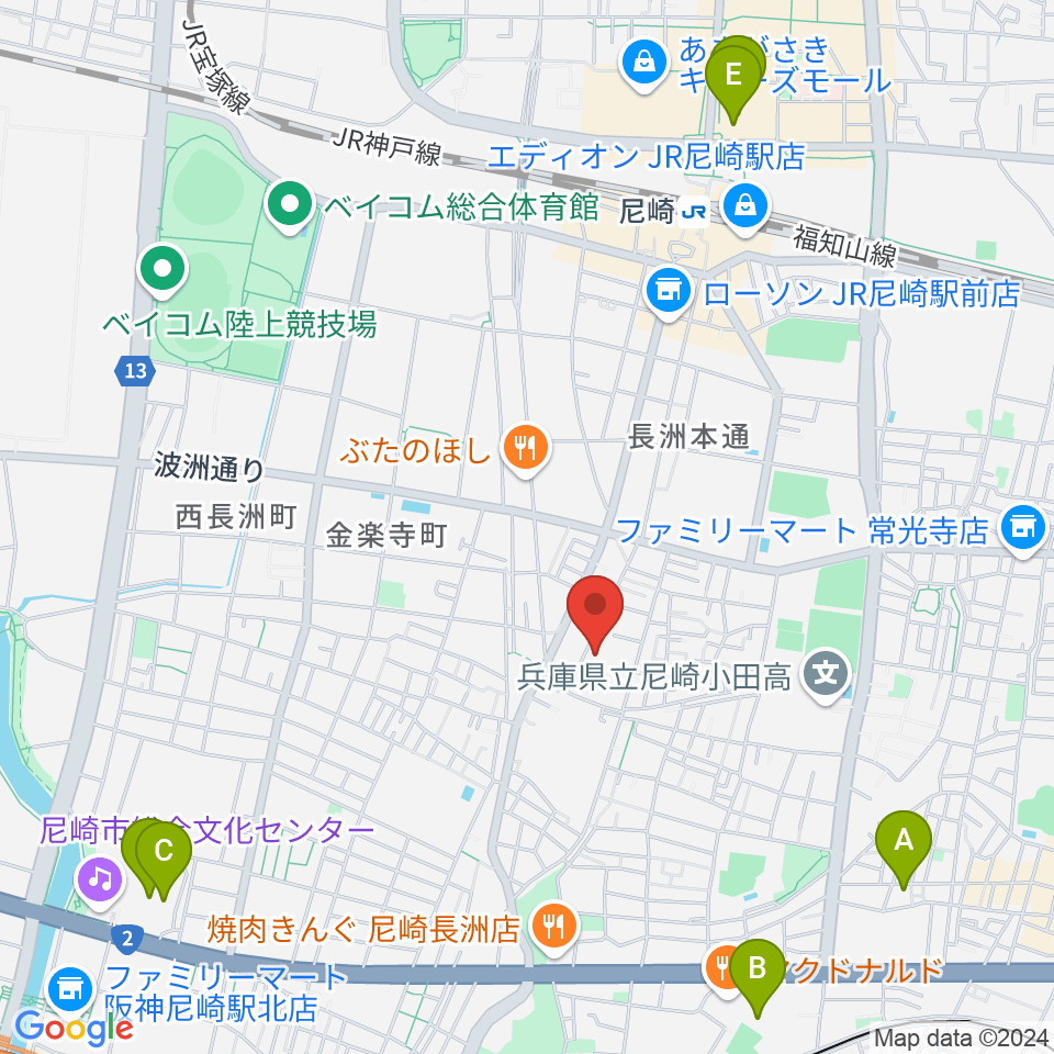 ピアノ工房関西周辺のホテル一覧地図