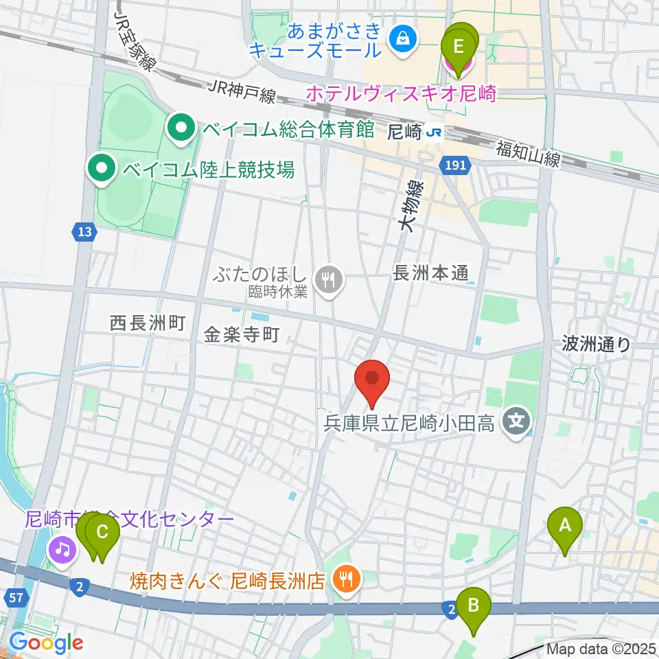 ピアノ工房関西周辺のホテル一覧地図