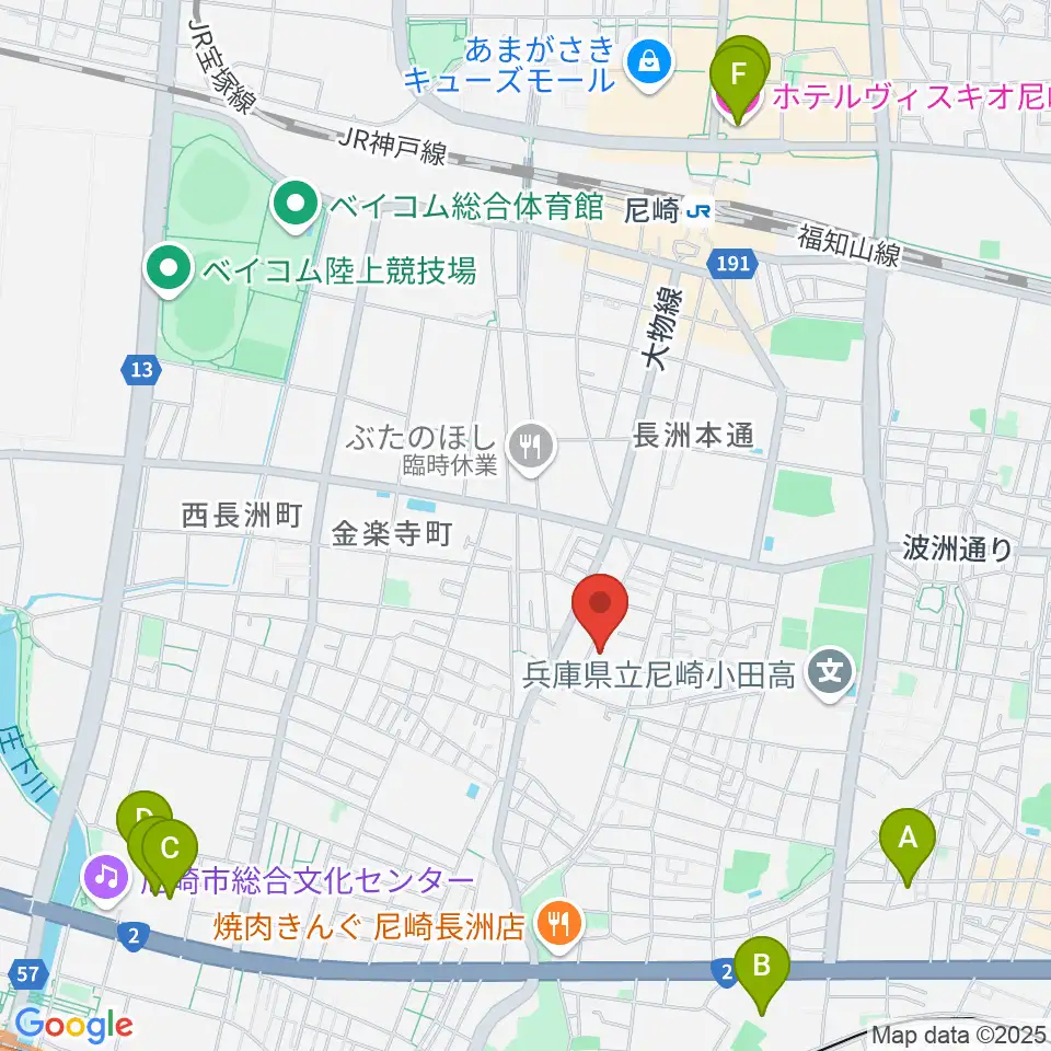 ピアノ工房関西周辺のホテル一覧地図