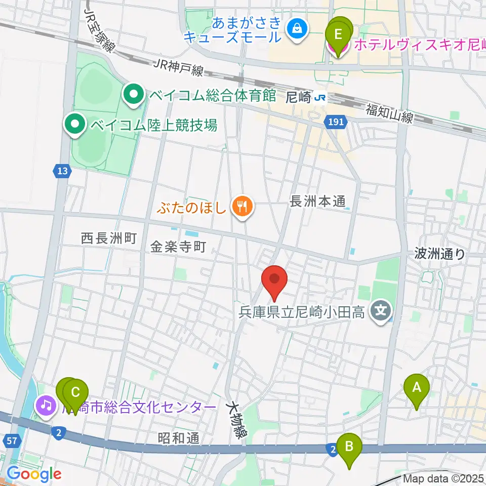 ピアノ工房関西周辺のホテル一覧地図