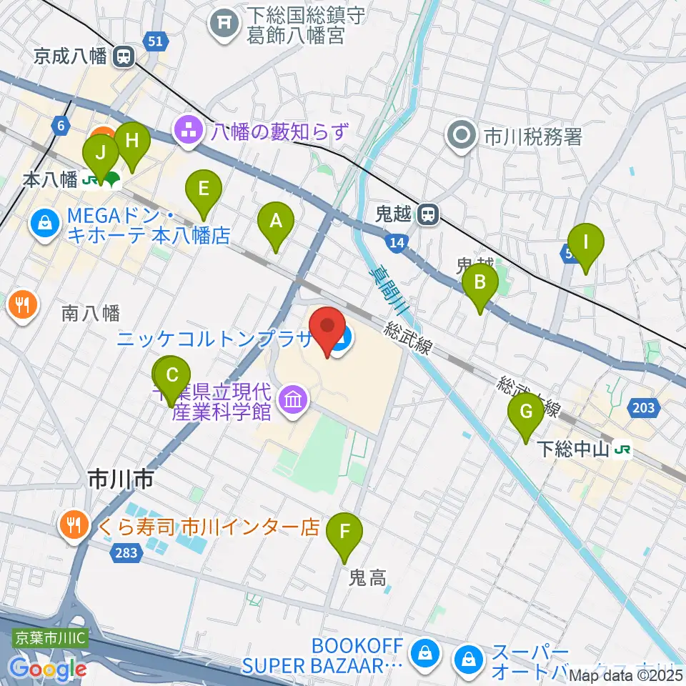 島村楽器 市川コルトンプラザ店周辺のホテル一覧地図