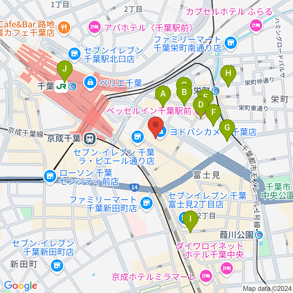 島村楽器 千葉店周辺のホテル一覧地図