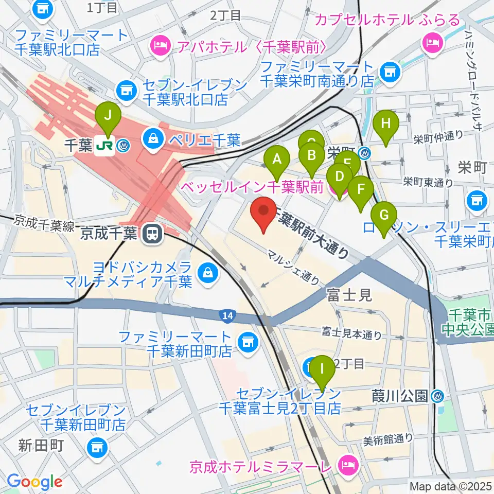 島村楽器 千葉店周辺のホテル一覧地図